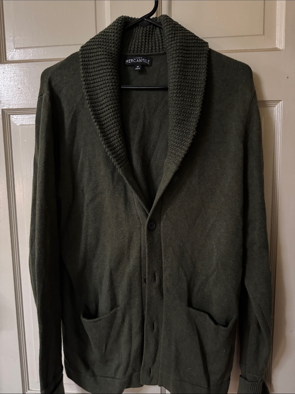 Men's Olive Shawl Collar Cardigan